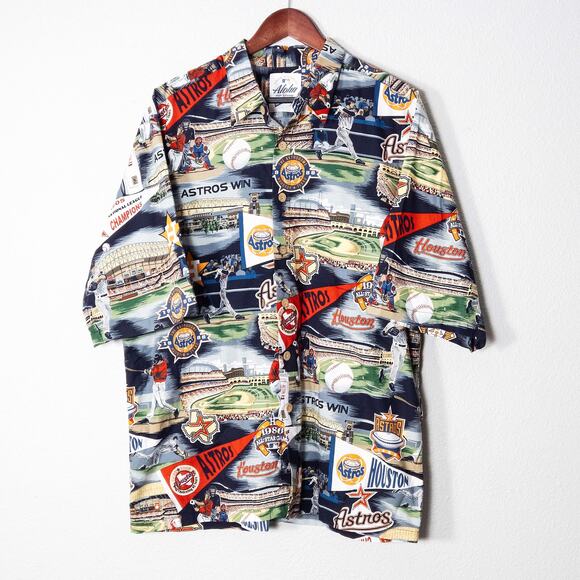 Reyn Spooner Astros Hawaiian Shirt XL Vintage Aloha Fanwear Baseball Collectible - Picture 1 of 6